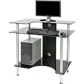 Tokyo Black Glass Computer Desk &pound;132 - Office Furniture