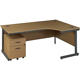 Annandale Cantilever Ergonomic Desk With Mobile Pedestal £249 - Office Furniture