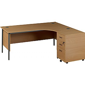 Annandale H-Leg Ergonomic Desk With Desk End Mobile Pedestal &pound;280 - Office Furniture
