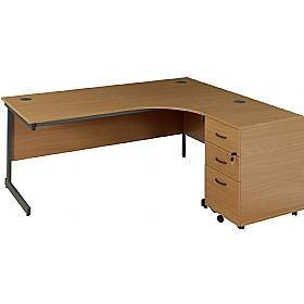 Annandale Cantilever Ergonomic Desk With Mobile Desk End Pedestal &pound;278 - Office Furniture
