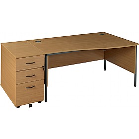 Annandale H-Leg Wave Desk With Mobile Desk End Pedestal &pound;236 - Office Furniture