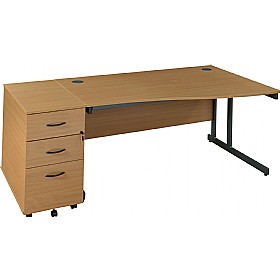 Annandale Cantilever Wave Desk With Mobile Desk End Pedestal &pound;228 - Office Furniture