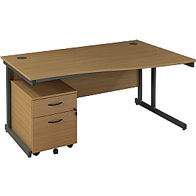 Annandale Cantilever Wave Desk With Mobile Pedestal £192 - Office Furniture