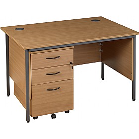 Annandale H-Leg Rectangular Desk with High Mobile Pedestal &pound;184 - Office Furniture