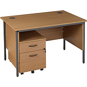 Annandale H-Leg Rectangular Desk With Low Mobile Pedestal £153 - Office Furniture
