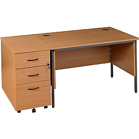 Annandale H-Leg Rectangular Desk With Desk End Mobile Pedestal £198 - Office Furniture