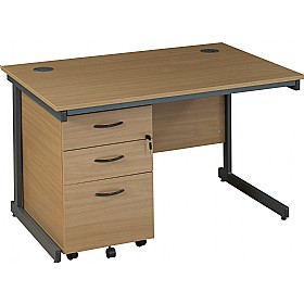 Annandale Cantilever Rectangular Desk With High Mobile Pedestal £184 - Office Furniture