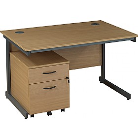 Annandale Cantilever Rectangular Desk With Low Mobile Pedestal &pound;155 - Office Furniture