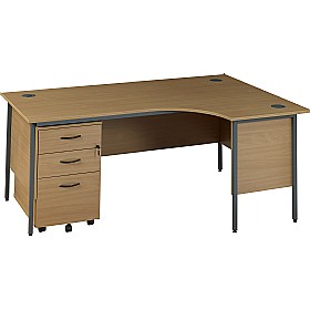 Annandale H-Leg Ergonomic Desk With High Mobile Under Desk Pedestal £280 - Office Furniture