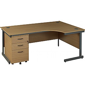 Annandale Cantilever Ergonomic Desk With High Mobile Under Desk Pedestal £269 - Office Furniture