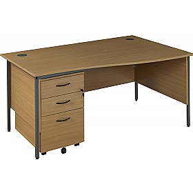 Annandale H-Leg Wave Desk With High Mobile Pedestal £226 - Office Furniture