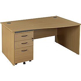 Annandale Panel End Wave Desk With High Mobile Pedestal £209 - Office Furniture