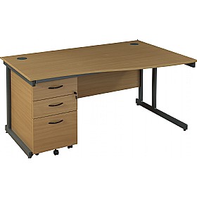 Annandale Cantilever Wave Desk With High Mobile Pedestal £218 - Office Furniture