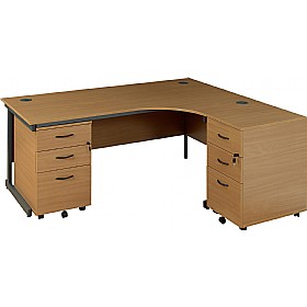 Annandale Cantilever Ergonomic Desk With Desk End Pedestal & High Mobile Pedestal &pound;380 - Office Furniture