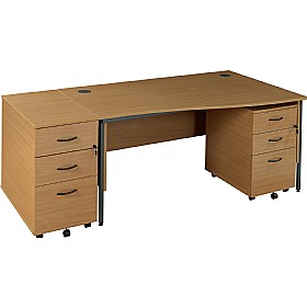 Annandale H-Leg Wave Desk With High Mobile Pedestal & Desk End Pedestal £351 - Office Furniture