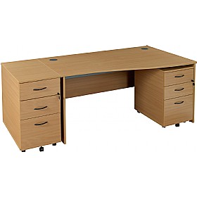 Annandale Panel End Wave Desk With High Mobile Pedestal & Desk End Pedestal £335 - Office Furniture
