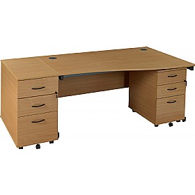 Annandale Cantilever Wave Desk With High Mobile Pedestal & Deskend Pedestal £344 - Office Furniture