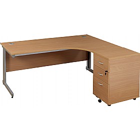 Craigmore Ergonomic Desk With Mobile Desk End Pedestal £353 - Office Furniture