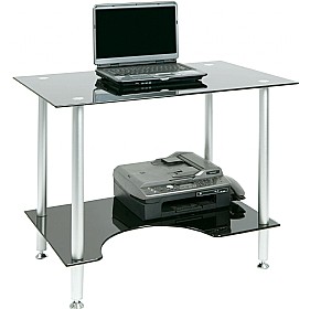 Oslo Black Glass Computer Desk £104 - Office Furniture