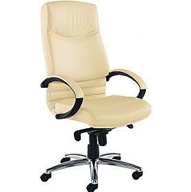 Mombasa Cream Leather Faced Manager Chair £471 - Office Furniture