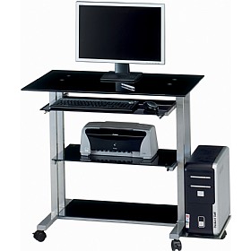 Santiago Glass Computer Workstation Black £132 - Office Furniture