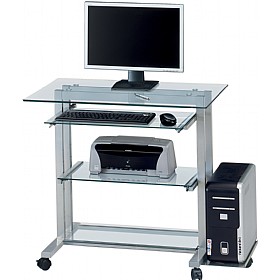 Santiago Glass Computer Workstation Clear &pound;124 - Office Furniture