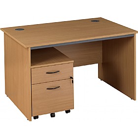 Express Stock Annandale Panel End Rectangular Desk With Low Mobile Pedestal &pound;164 - Office Furniture