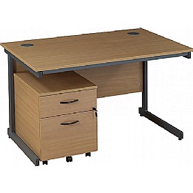 Express Stock Annandale Cantilever Rectangular Desk With Low Mobile Pedestal £166 - Office Furniture