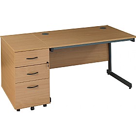 Express Stock Annandale Cantilever Rectangular Desk With Desk End Pedestal £214 - Office Furniture