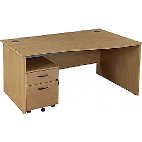 Express Stock Annandale Panel End Wave Desk With Low Mobile Pedestal £197 - Office Furniture