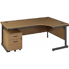 Express Stock Annandale Cantilever Ergonomic Desk With Low Mobile Pedestal £244 - Office Furniture