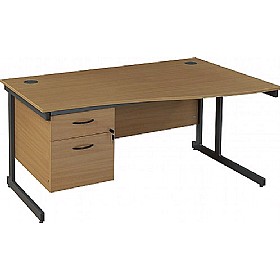 Express Stock Annandale Cantilever Wave Desks With Fixed Pedestal £175 - Office Furniture
