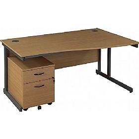 Express Stock Annandale Cantilever Wave Desks With Low Mobile Pedestal £207 - Office Furniture