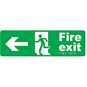 Braille Fire Exit Left Arrow Sign £38 - Signs
