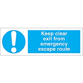 Keep Clear Exit From Emergency Escape Route £1 - Signs