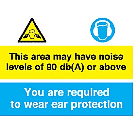 This Area May Have Noise Levels Of 90db Or Above Sign &pound;5 - Signs
