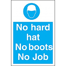 No Hard Hat No Boots No Job Sign &pound;4 - Signs