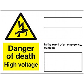 Danger Of Death High Voltage Sign &pound;5 - Signs
