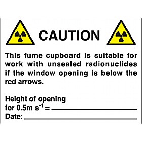 Caution This Fume Cupboard Is Suitable For…. Sign £2 - Signs