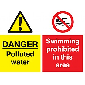 Danger Polluted Water, Swimming Prohibited In This Area Sign &pound;10 - Signs