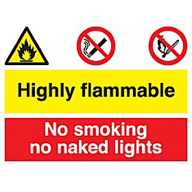 Highly Flammable No Smoking No Naked Lights Sign £10 - Signs