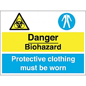 Danger Biohazard Protective Clothing Must Be Worn Sign £5 - Signs