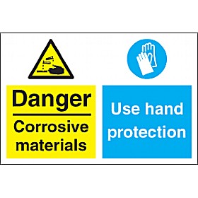 Danger Corrosive Materials Use Hand Protection Sign £4 - Signs
