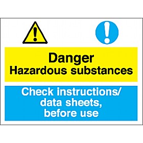 Danger Hazardous Substances, Check Instructions/ Data Sheets, Before Use. &pound;5 - Signs