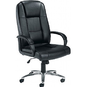 Keno Chrome Leather Faced Manager Chair £108 - Office Furniture