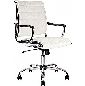 Polar White Leather Look Swivel Chair £146 - Office Furniture