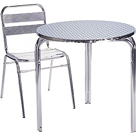 Quartz Aluminium Round Stacking Table £109 - Office Furniture