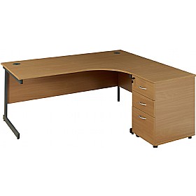 NEXT DAY Solar Ergonomic Cantilever Desks With Desk High Pedestal £261 - Office Furniture