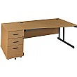 Annandale Wave Cantilever Desk With Mobile Desk End Pedestal
