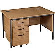 Annandale H-Leg Rectangular Desk with High Mobile Pedestal